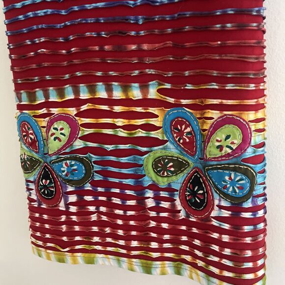 RISING INTERNATIONAL Vtg Cotton Nepalese Floral Boho Hippie Rainbow Dress- XXL - Picture 4 of 8